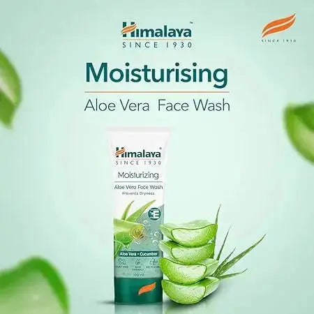 Himalaya Aloe Vera Face Wash 50ml | Herbal Moisturizing Cleanser with Cucumber & Vitamin E | Soap-Free Hydrating Skincare - USA Wholesale Trade