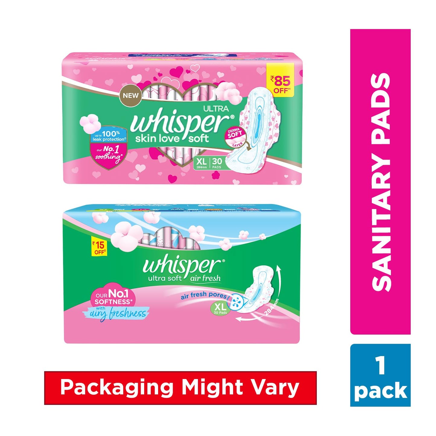 Whisper Ultra Soft Sanitary Pads for Women, XL, 30 Napkins (Pack of 1) | USA Wholesale Trade | Free Shipping