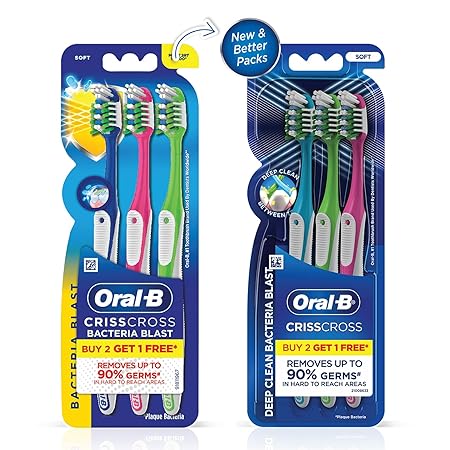 Oral-B CrissCross Bacteria Blast Soft Toothbrush – Deep Clean | Buy 2 Get 1 Free | Dentist Recommended