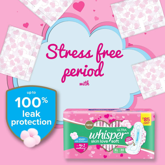 Whisper Ultra Soft Sanitary Pads for Women, XL, 30 Napkins (Pack of 1) | USA Wholesale Trade | Free Shipping