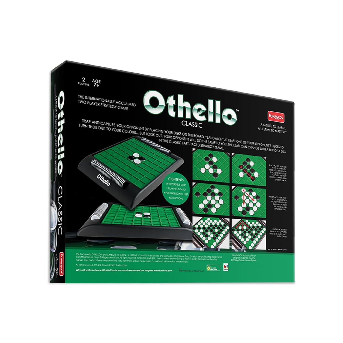 Funskool Othello Classic Strategy Board Game | 2-Player Educational Family Game for Ages 7+