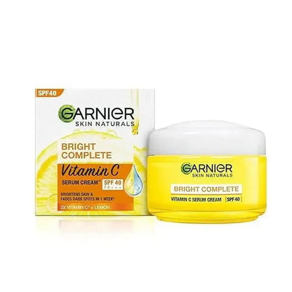 Garnier Bright Complete Vitamin C Serum Cream – SPF 40, 45g | Daily Brightening Moisturizer for Dark Spots & Sun Protection - USA Wholesale Trade