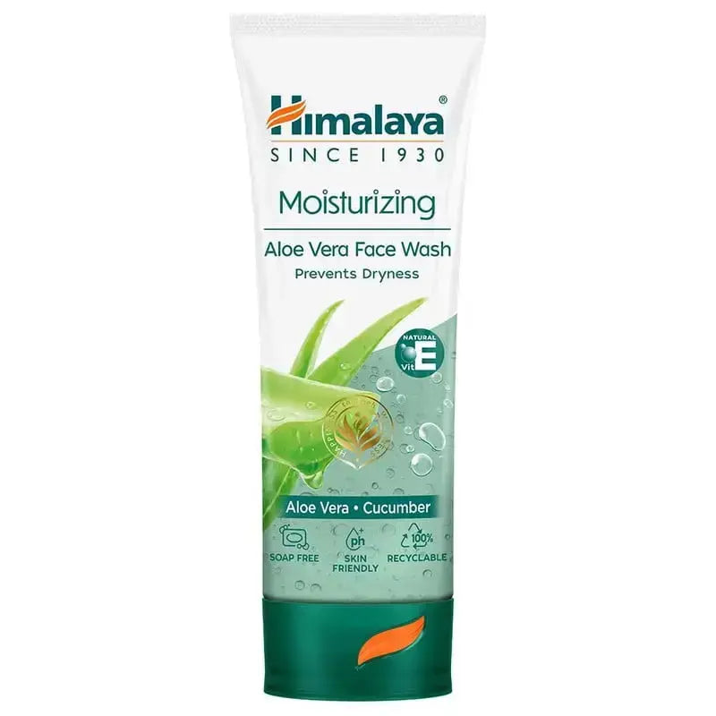 Himalaya Aloe Vera Face Wash 50ml | Herbal Moisturizing Cleanser with Cucumber & Vitamin E | Soap-Free Hydrating Skincare - USA Wholesale Trade