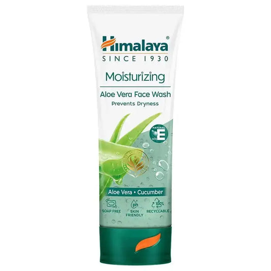 Himalaya Aloe Vera Face Wash 50ml | Herbal Moisturizing Cleanser with Cucumber & Vitamin E | Soap-Free Hydrating Skincare - USA Wholesale Trade