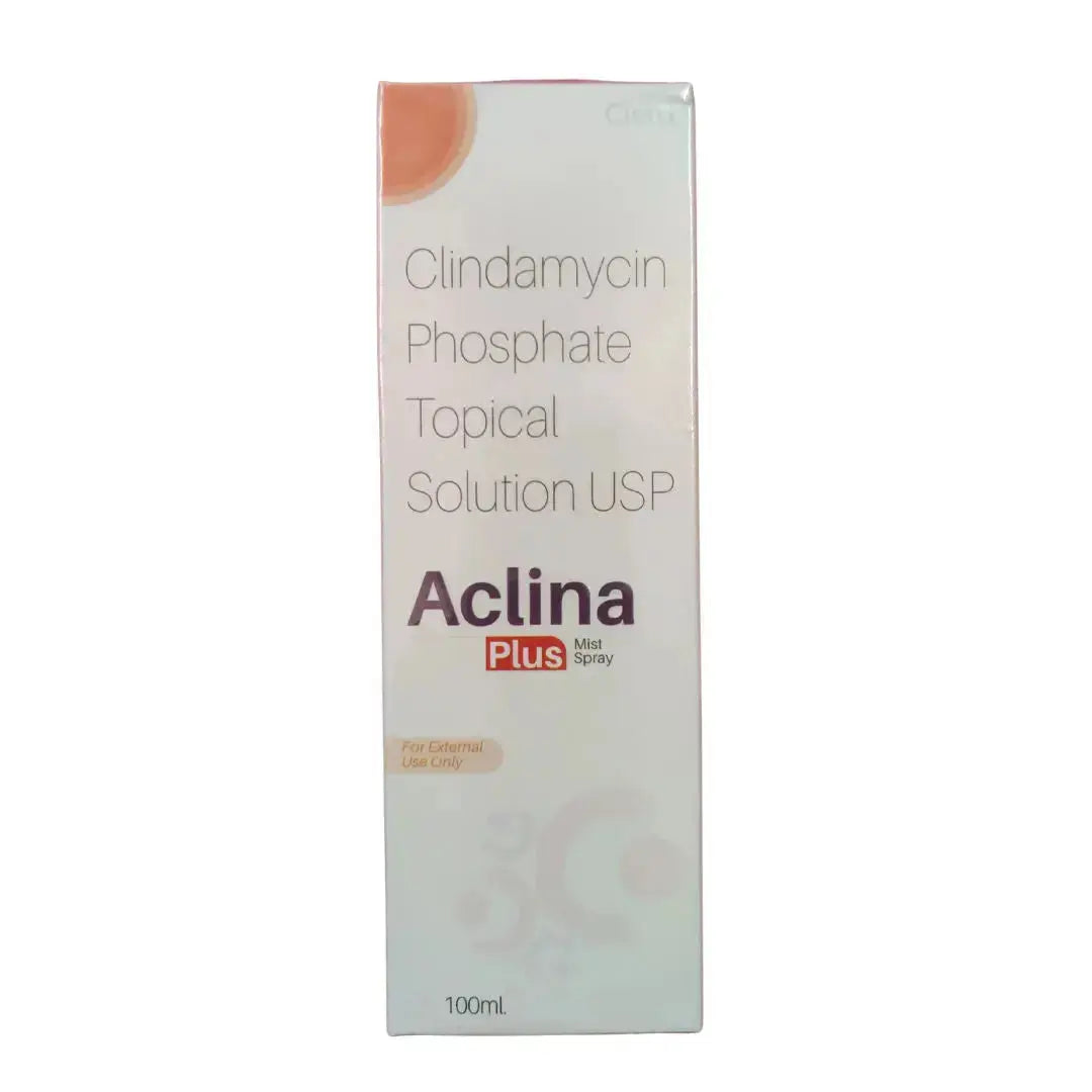 Aclina Plus Mist Spray 100ml | Clindamycin Phosphate 1% Topical Solution | Acne & Bacterial Skin Treatment - USA Wholesale Trade