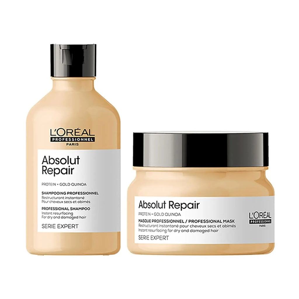 L'Oreal Professionnel Absolut Repair Shampoo 300ml & Hair Mask 250g - Intense Repair Combo for Damaged Hair