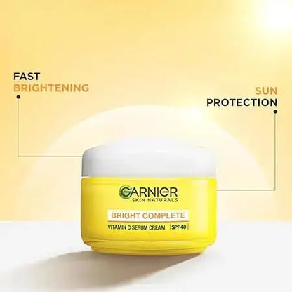 Garnier Bright Complete Vitamin C Serum Cream – SPF 40, 45g | Daily Brightening Moisturizer for Dark Spots & Sun Protection - USA Wholesale Trade