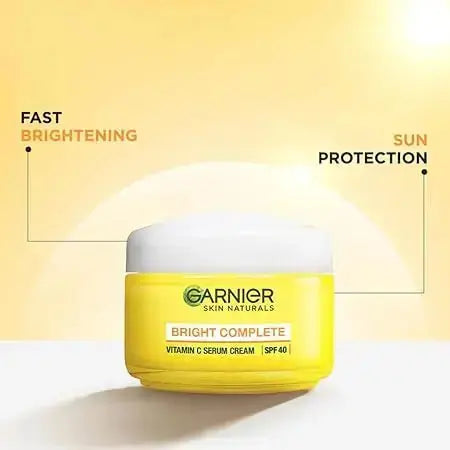 Garnier Bright Complete Vitamin C Serum Cream – SPF 40, 45g | Daily Brightening Moisturizer for Dark Spots & Sun Protection - USA Wholesale Trade