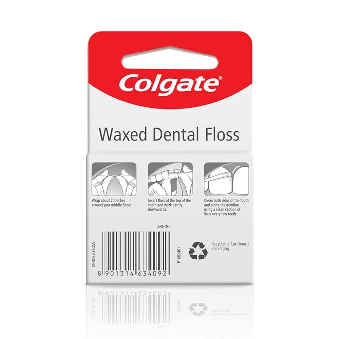 Colgate Waxed Dental Floss package on a white background