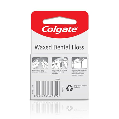 Colgate Waxed Dental Floss package on a white background