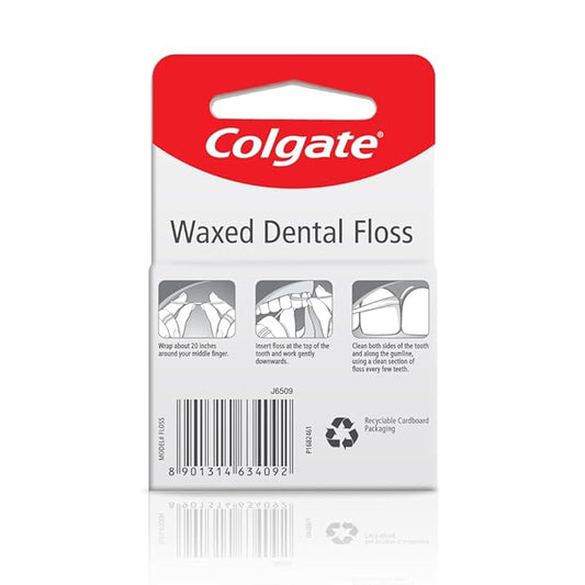 Colgate Waxed Dental Floss package on a white background
