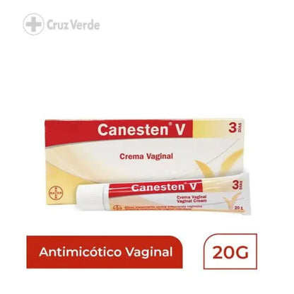 Canesten V cream packaging with red and white design on a white background
