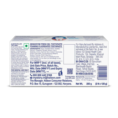 Sensodyne Fresh Gel Toothpaste Pack of 2 | 250g | Sensitivity Relief & Fresh Breath