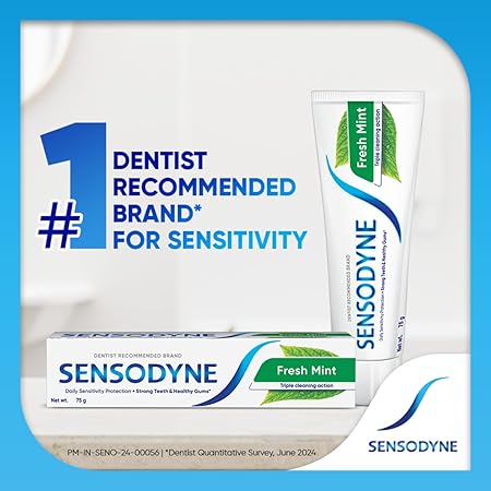 Sensodyne Fresh Mint Toothpaste – 75g | Daily Sensitivity Relief | Dentist Recommended | Fresh Breath & Gum Care