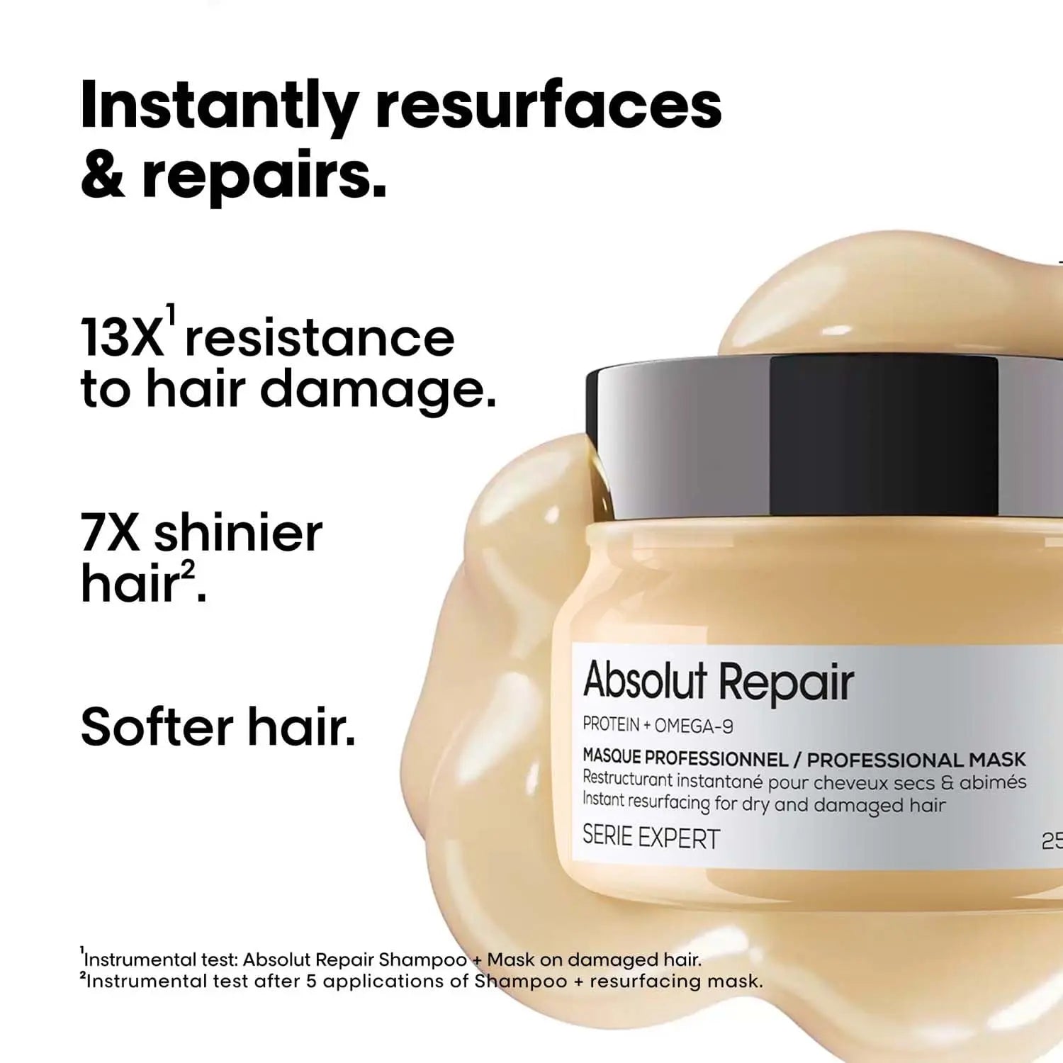 L'Oreal Professionnel Absolut Repair Shampoo 300ml & Hair Mask 250g - Intense Repair Combo for Damaged Hair