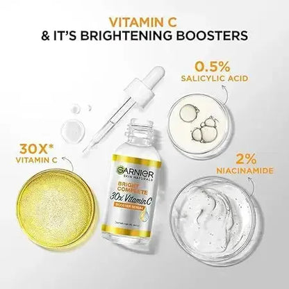 Garnier Bright Complete 30X Vitamin C Booster Serum 15 ml | Lightweight Gel for Brightening & Spot Reduction - USA Wholesale Trade