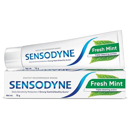 Sensodyne Fresh Mint Toothpaste – 75g | Daily Sensitivity Relief | Dentist Recommended | Fresh Breath & Gum Care