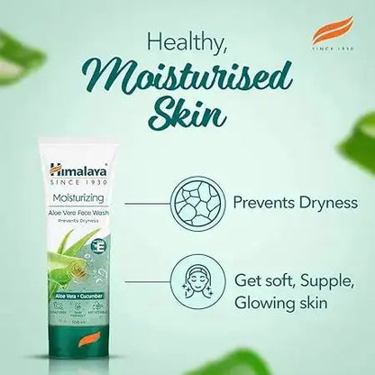 Himalaya Aloe Vera Face Wash 50ml | Herbal Moisturizing Cleanser with Cucumber & Vitamin E | Soap-Free Hydrating Skincare - USA Wholesale Trade