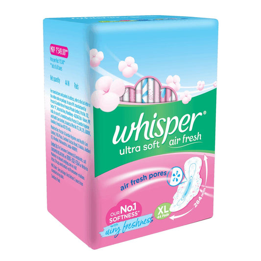 Whisper Ultra Soft Air Fresh XL (44 Pads) – Sanitary Napkins for Women | Safety & Comfort