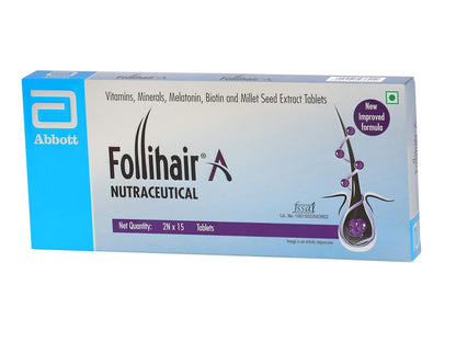 Follihair New A by Abbott – Pack of 2 (15 Tablets Each) | Hair Nutrition Supplement with Amino Acids, Vitamins, Minerals & Botanical Extracts
