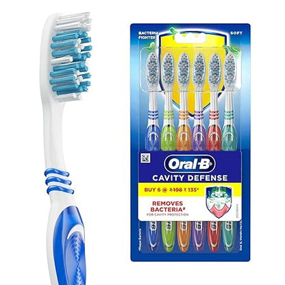 Oral-B cavity defense toothbrush with packaging of six additional toothbrushes.