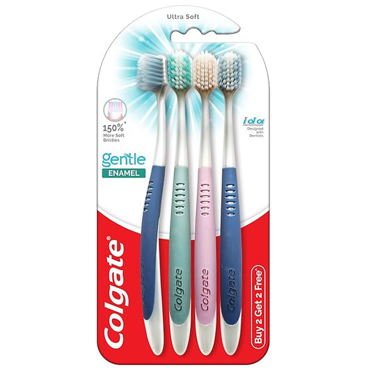 Colgate Gentle Enamel Ultra Soft Toothbrush for Adults – 4 Pack