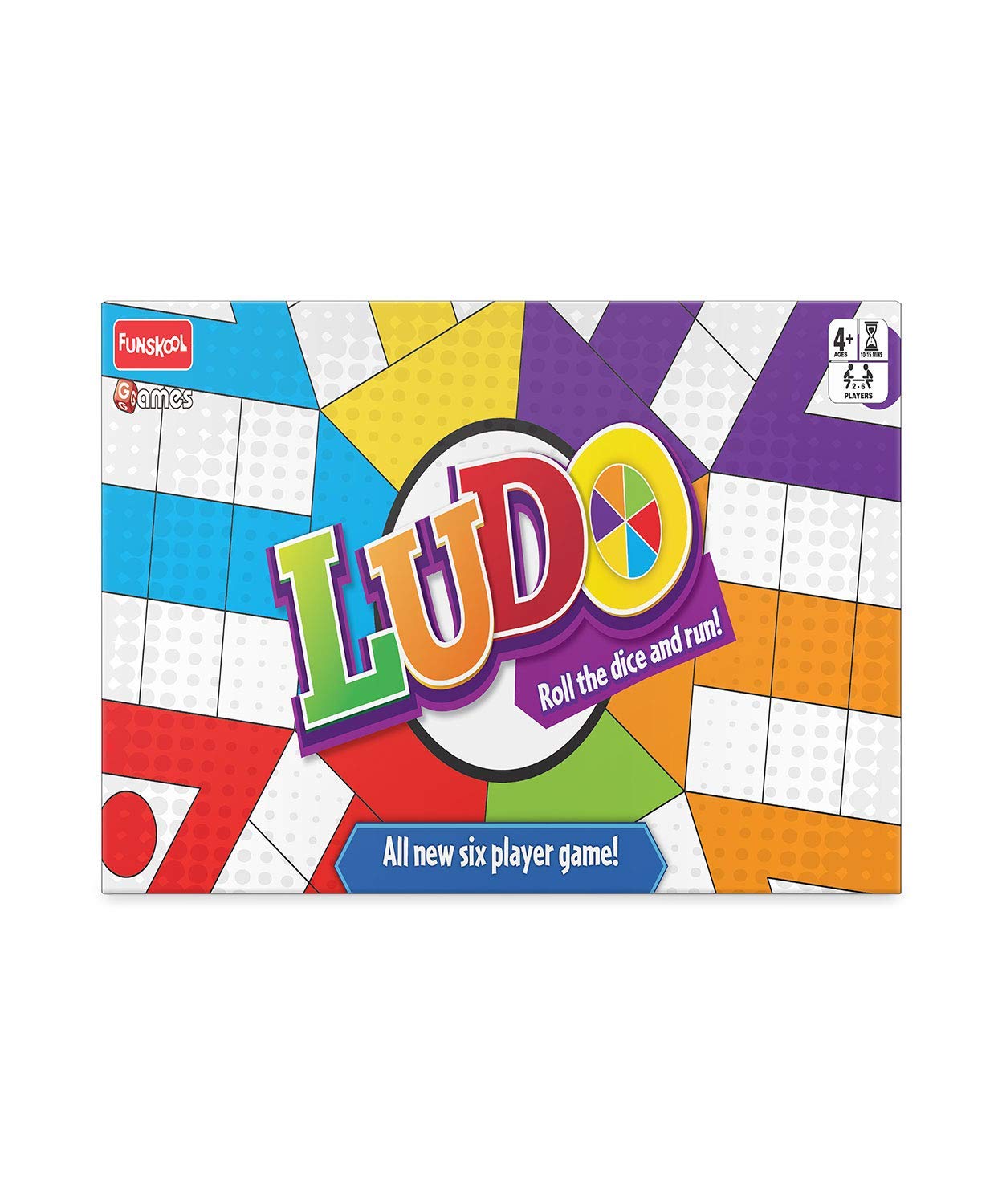 Funskool Games, Ludo 2018, The Classic startegy Game Board, Unique 6 Player Game, Kids and Family, 2-6 Players, Ages 4 and Above