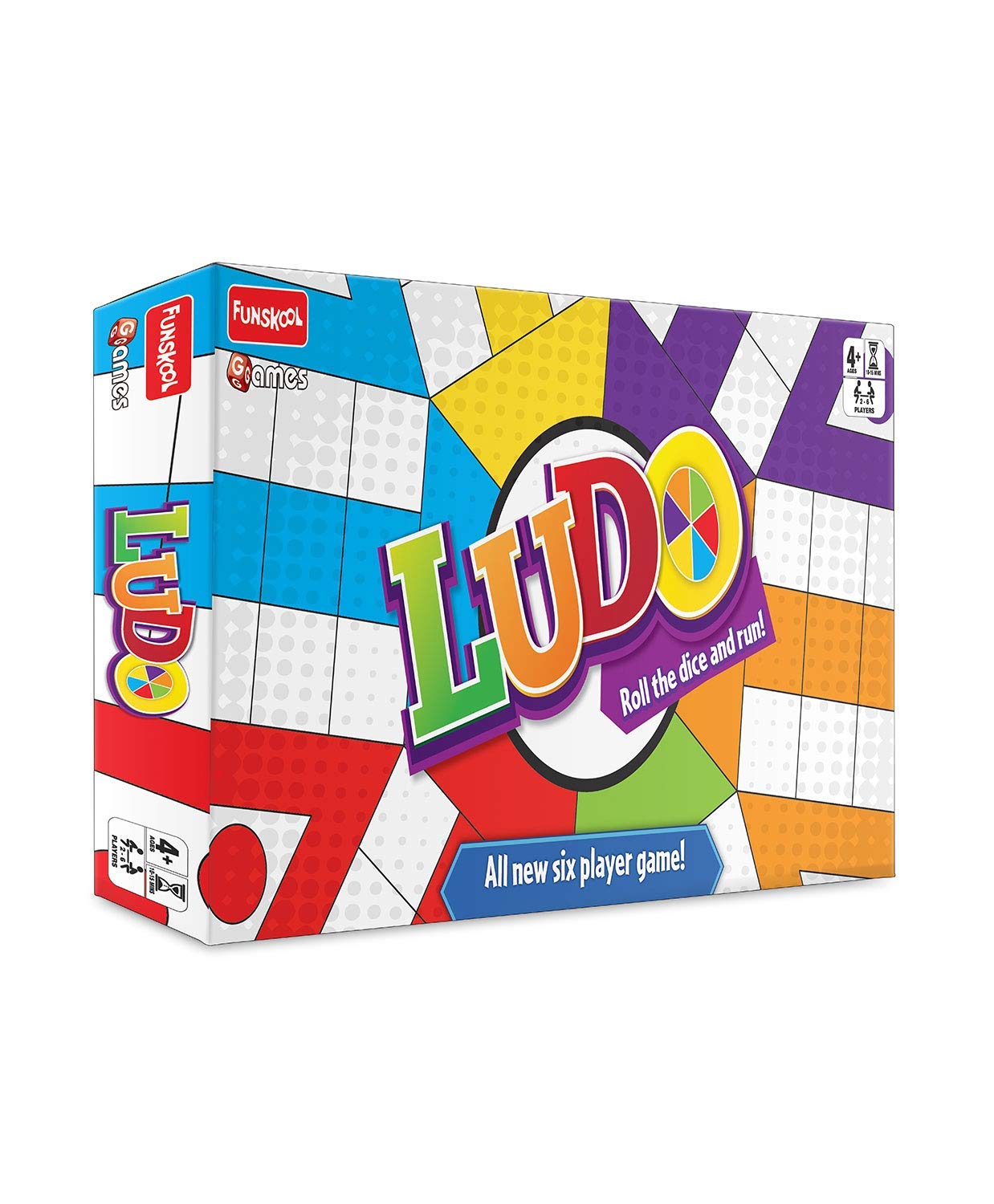 Funskool Games, Ludo 2018, The Classic startegy Game Board, Unique 6 Player Game, Kids and Family, 2-6 Players, Ages 4 and Above