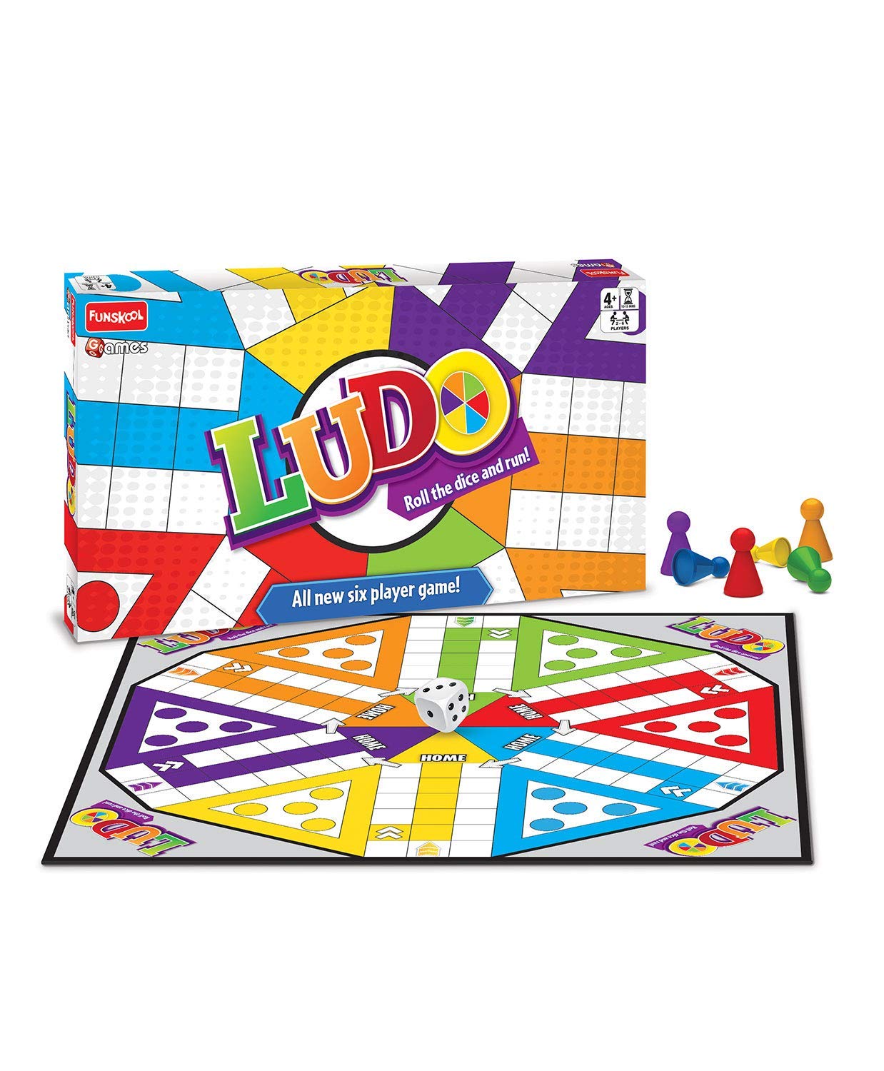 Funskool Games, Ludo 2018, The Classic startegy Game Board, Unique 6 Player Game, Kids and Family, 2-6 Players, Ages 4 and Above