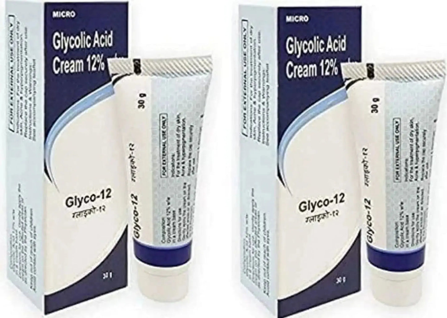 Glyco-12 Cream 30gm (Pack of 2) | Glycolic Acid Skin Cream for Dark Spots, Pigmentation & Acne Scars - USA Wholesale Trade
