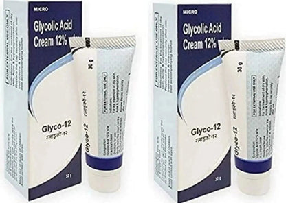 Glyco-12 Cream 30gm (Pack of 2) | Glycolic Acid Skin Cream for Dark Spots, Pigmentation & Acne Scars - USA Wholesale Trade