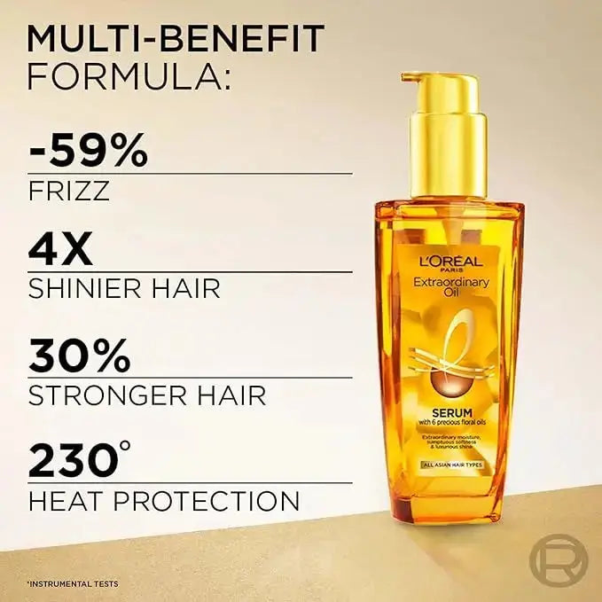 L'Oreal Paris Extraordinary Oil Serum 100ml – Anti-Frizz & Deep Nourishment for All Hair Types - USA Wholesale Trade