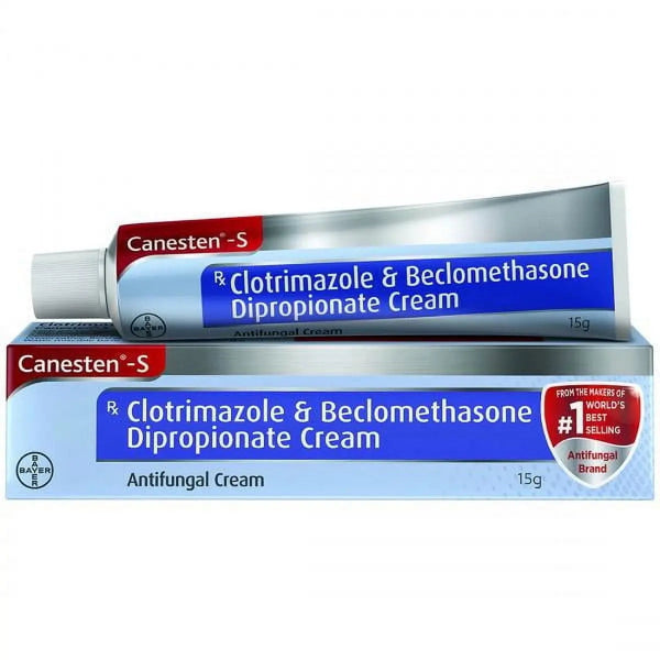 Two tubes of Canesten-S antifungal cream on a white background