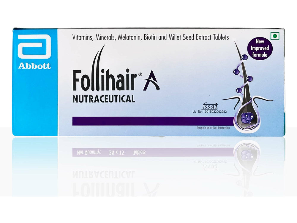 Follihair New A by Abbott – Pack of 2 (15 Tablets Each) | Hair Nutrition Supplement with Amino Acids, Vitamins, Minerals & Botanical Extracts