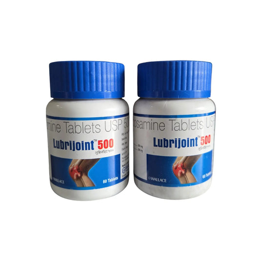 Two bottles of Lubrijoint 500 on a white background