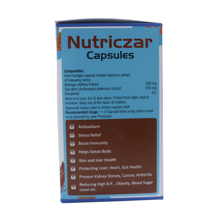 Nutriczar Capsules – Moringa & Spirulina (60 Capsules)