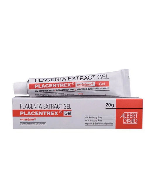 Placentrex Placenta Extract Gel with packaging on a white background