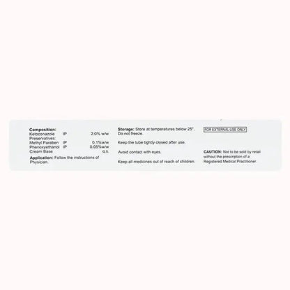 Medical product label with text on a white background