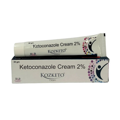 Ketoconazole Cream 2% tube and box with Kozketo branding on a white background