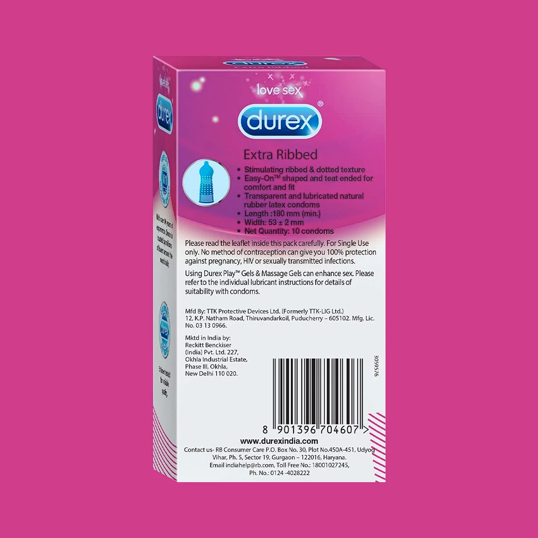 Durex Extra Ribbed – Pack of 10 Condoms | Pack of 1
