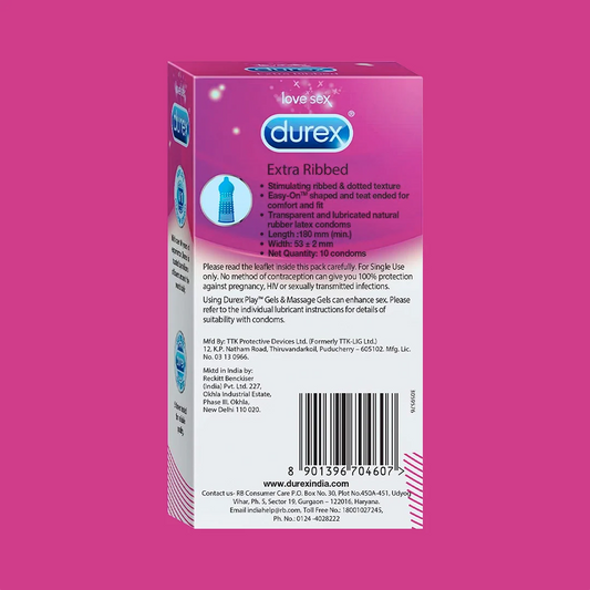 Durex Extra Ribbed – Pack of 10 Condoms | Pack of 1